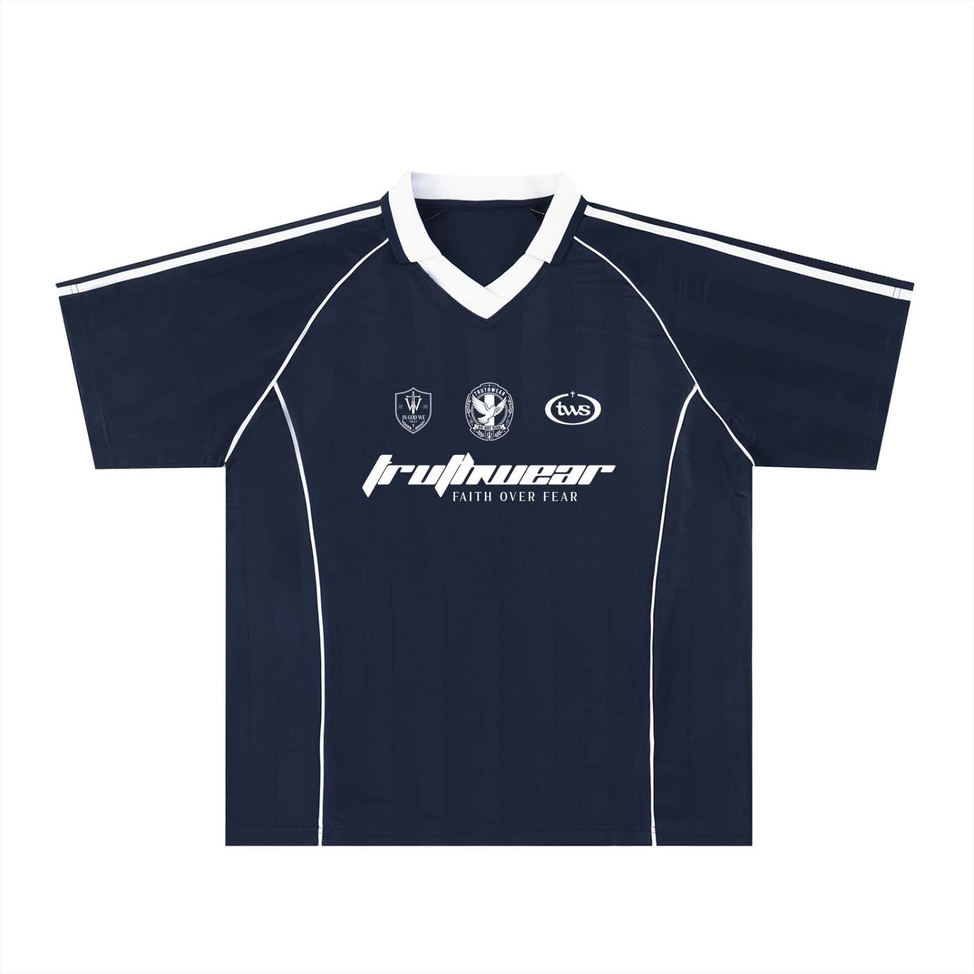 Faith Over Fear Shadow Stripe Collared Soccer Jersey