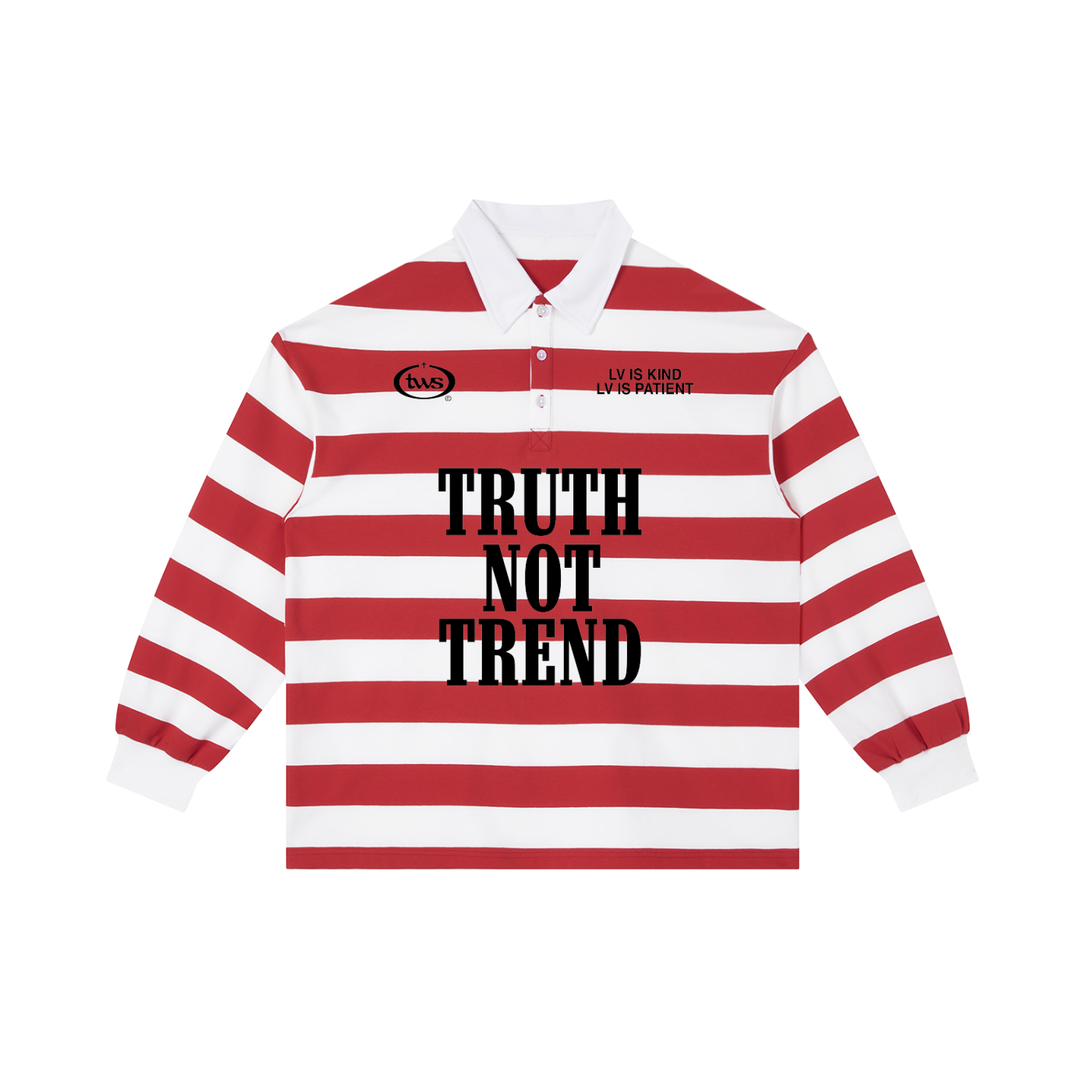 Christian Rugby Shirt, Truth Not Trend, 1 Corinthians 13, Faith Streetwear
