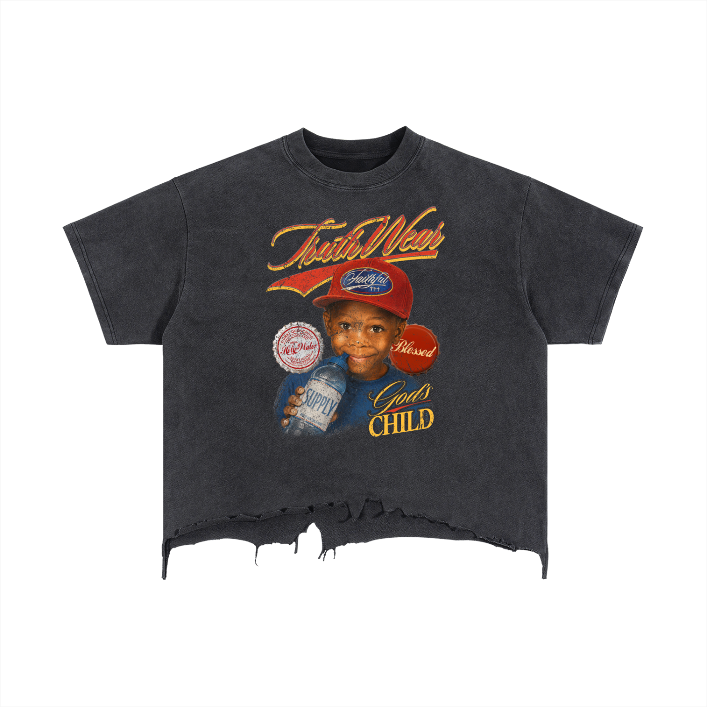 Kid Cosmo Limited Edition Vintage Wash Boxy Distressed Hem T-Shirt