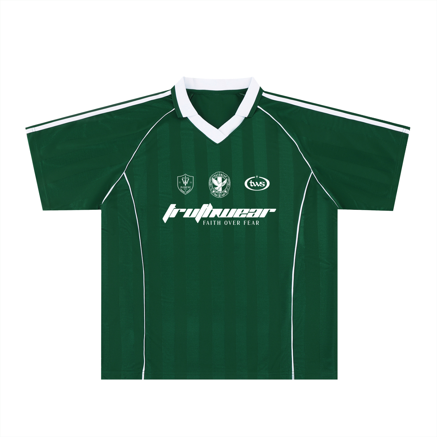 Faith Over Fear Shadow Stripe Collared Soccer Jersey
