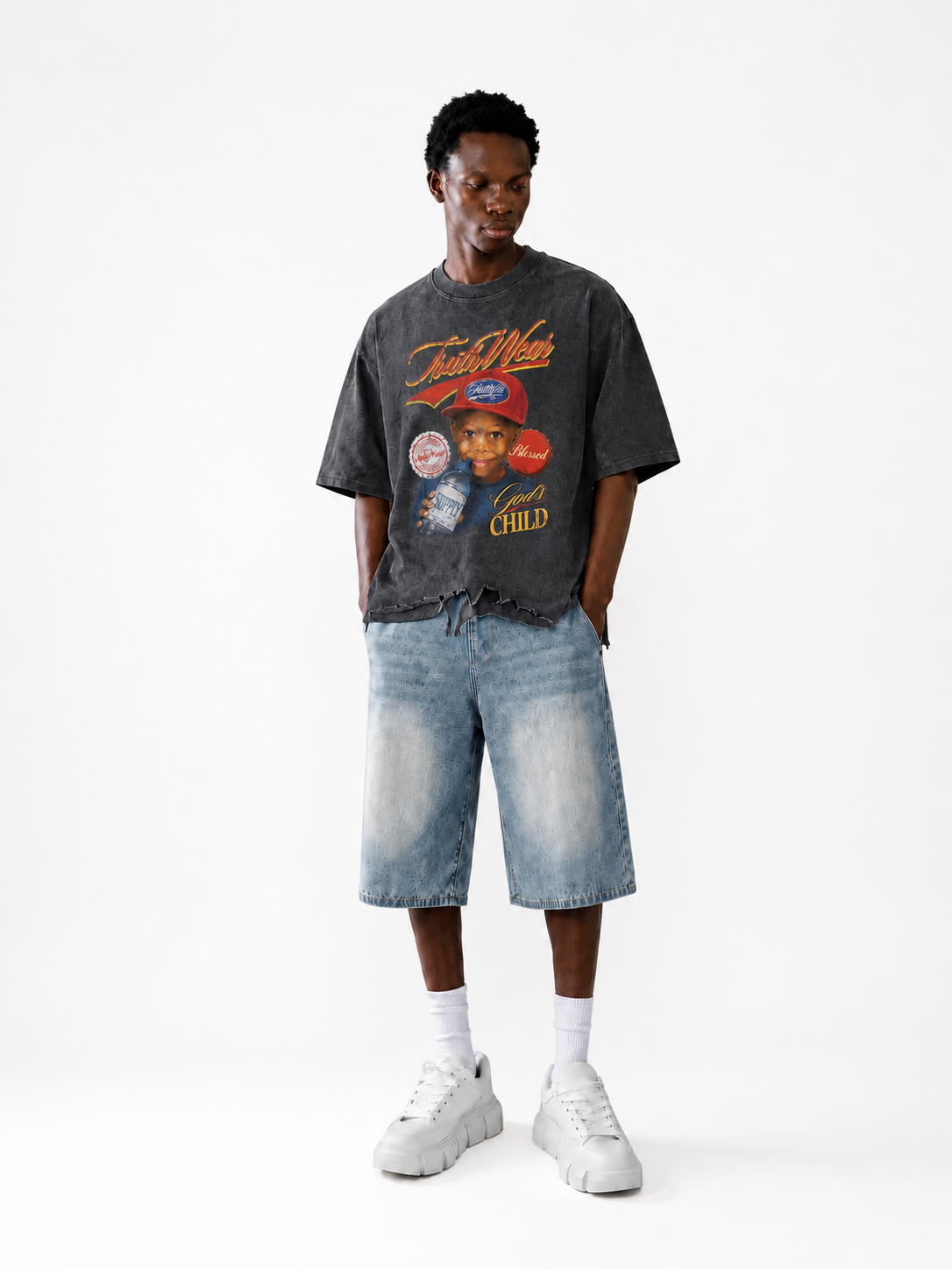 Kid Cosmo Limited Edition Vintage Wash Boxy Distressed Hem T-Shirt