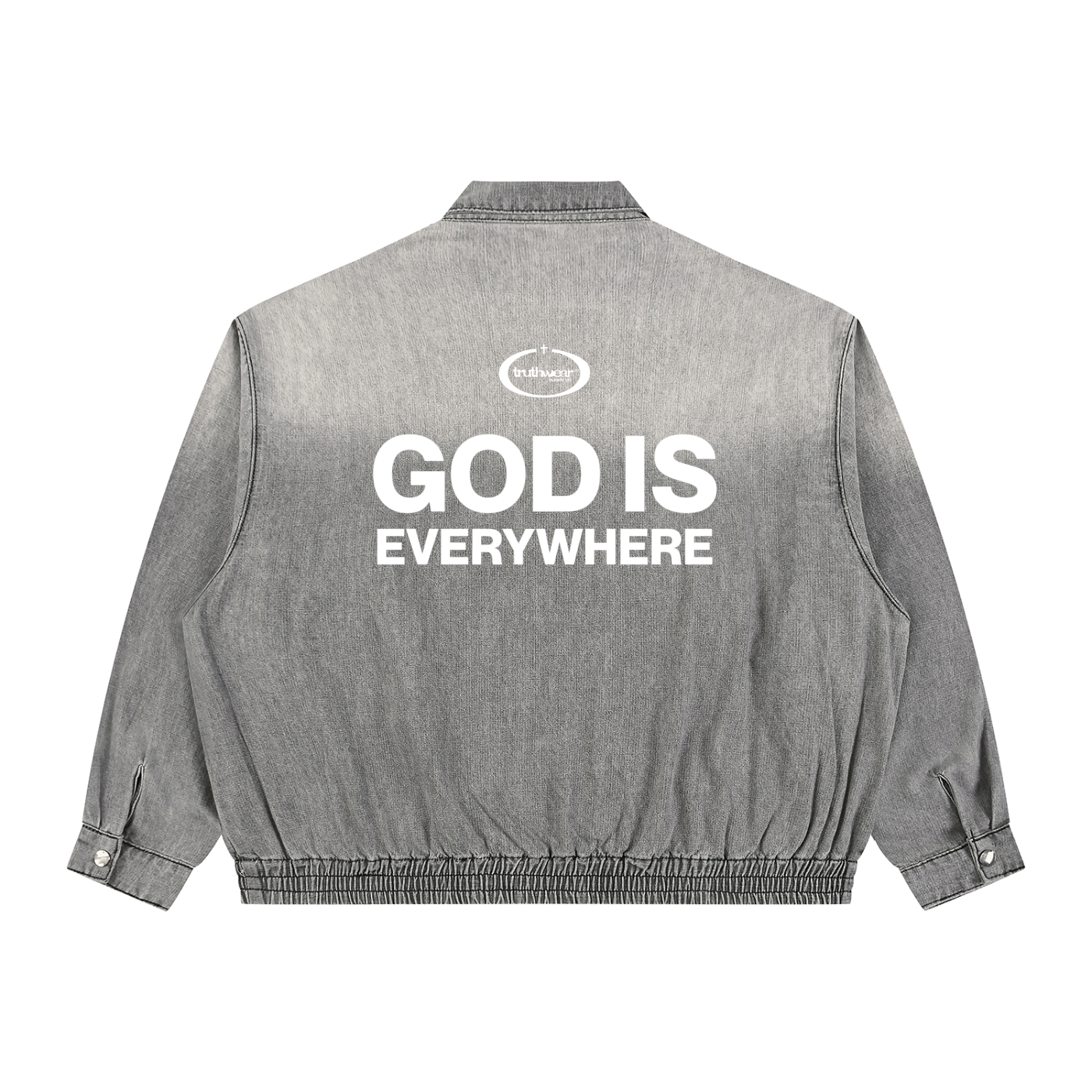 God Is Everywhere Unisex Vintage Wash Full-Zip Denim Jacket
