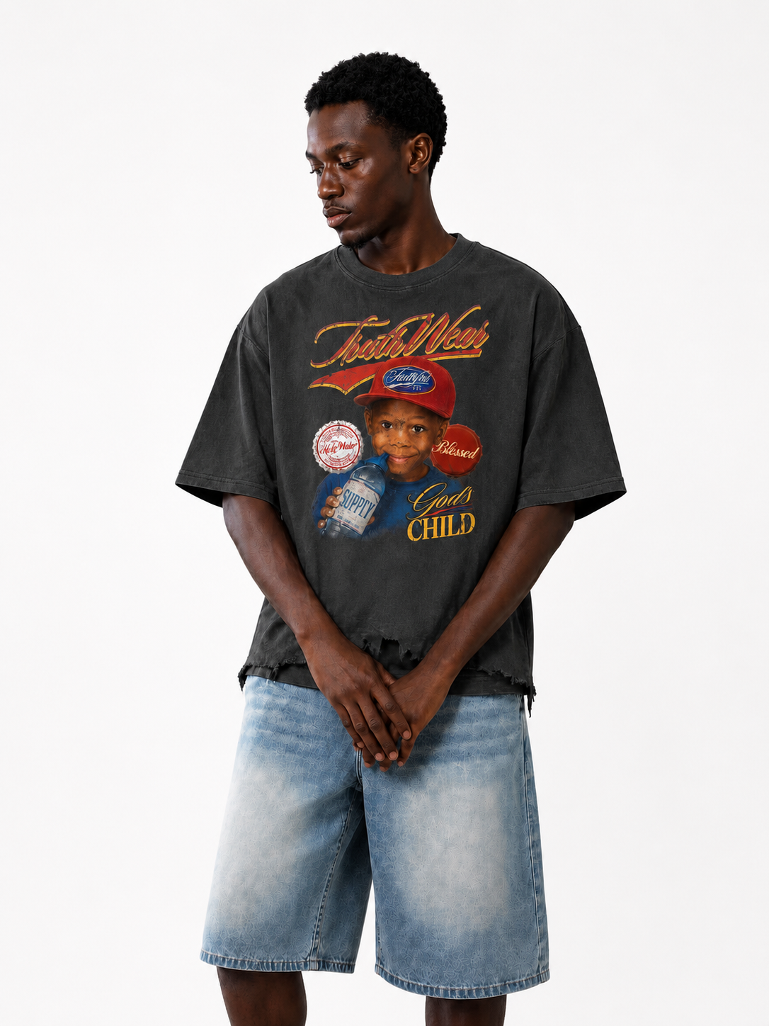 Kid Cosmo Limited Edition Vintage Wash Boxy Distressed Hem T-Shirt