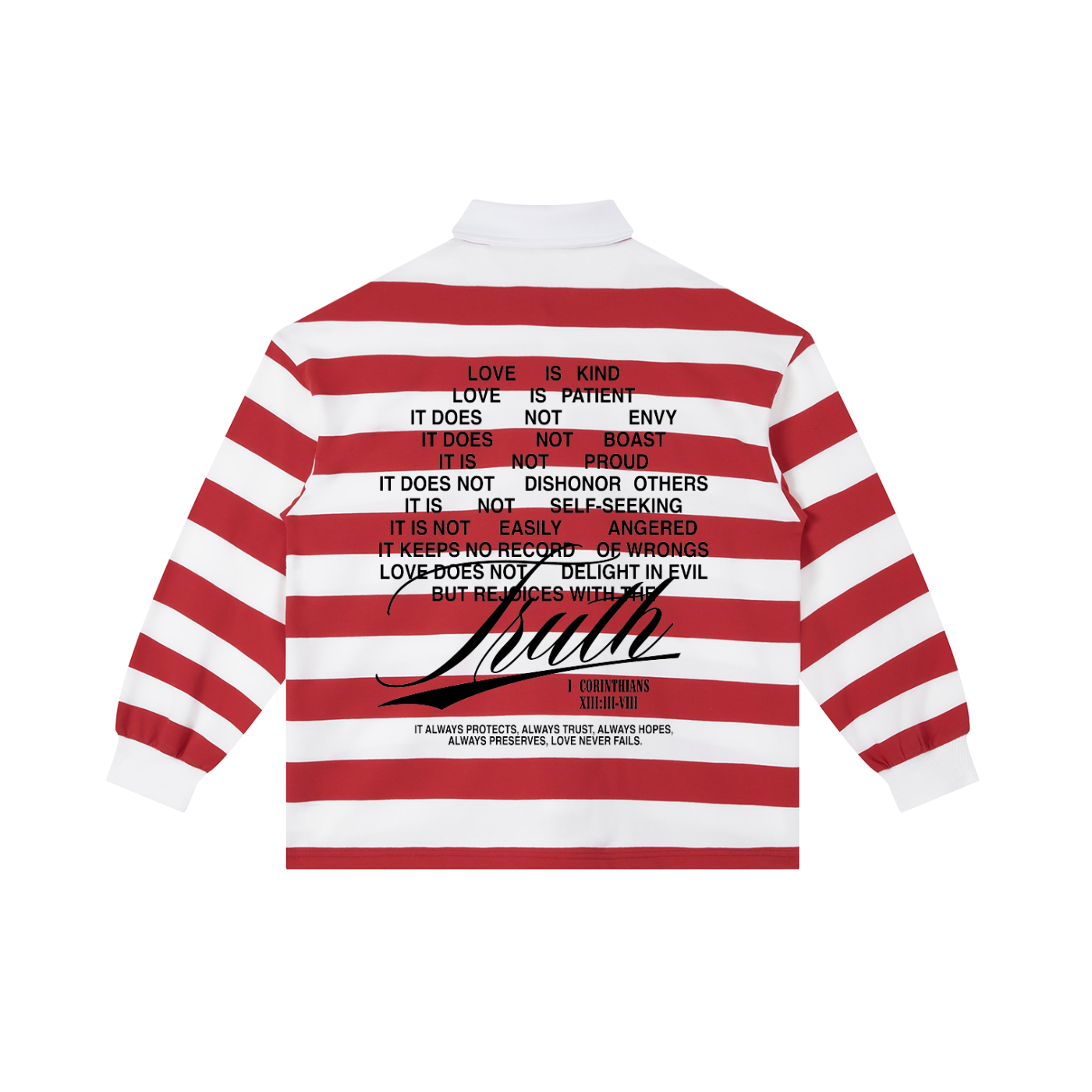 Christian Rugby Shirt, Truth Not Trend, 1 Corinthians 13, Faith Streetwear