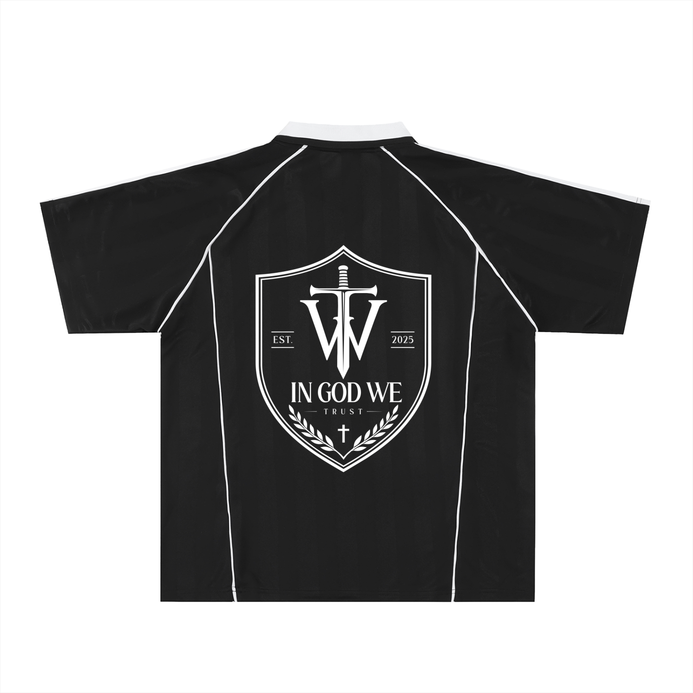 Faith Over Fear Shadow Stripe Collared Soccer Jersey
