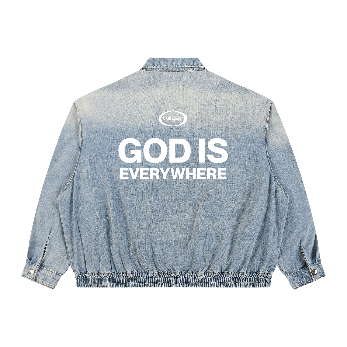 God Is Everywhere Unisex Vintage Wash Full-Zip Denim Jacket